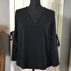 Topshop vintage Y2K style top size 6 v-neck 3/4 flare sleeves with ties …